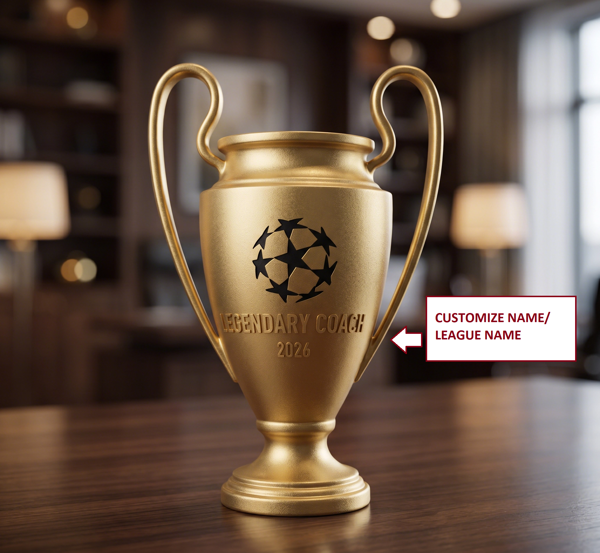 Personalized Soccer Trophy | Custom Football Champion Cup | Engraved Name Trophy | Coach Gift | League Cup Award | Soccer Desk Decor